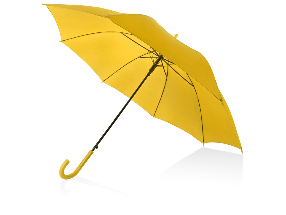 Зонт-трость полуавтоматический с пластиковой ручкой, желтый - фото 1 - id-p87176282