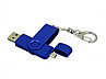 Флешка с поворотным механизмом, c дополнительным разъемом Micro USB, 32 Гб, синий, фото 2
