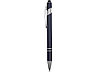 Ручка металлическая soft-touch шариковая со стилусом Sway, темно-синий/серебристый, фото 3