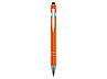 Ручка металлическая soft-touch шариковая со стилусом Sway, оранжевый/серебристый, фото 2