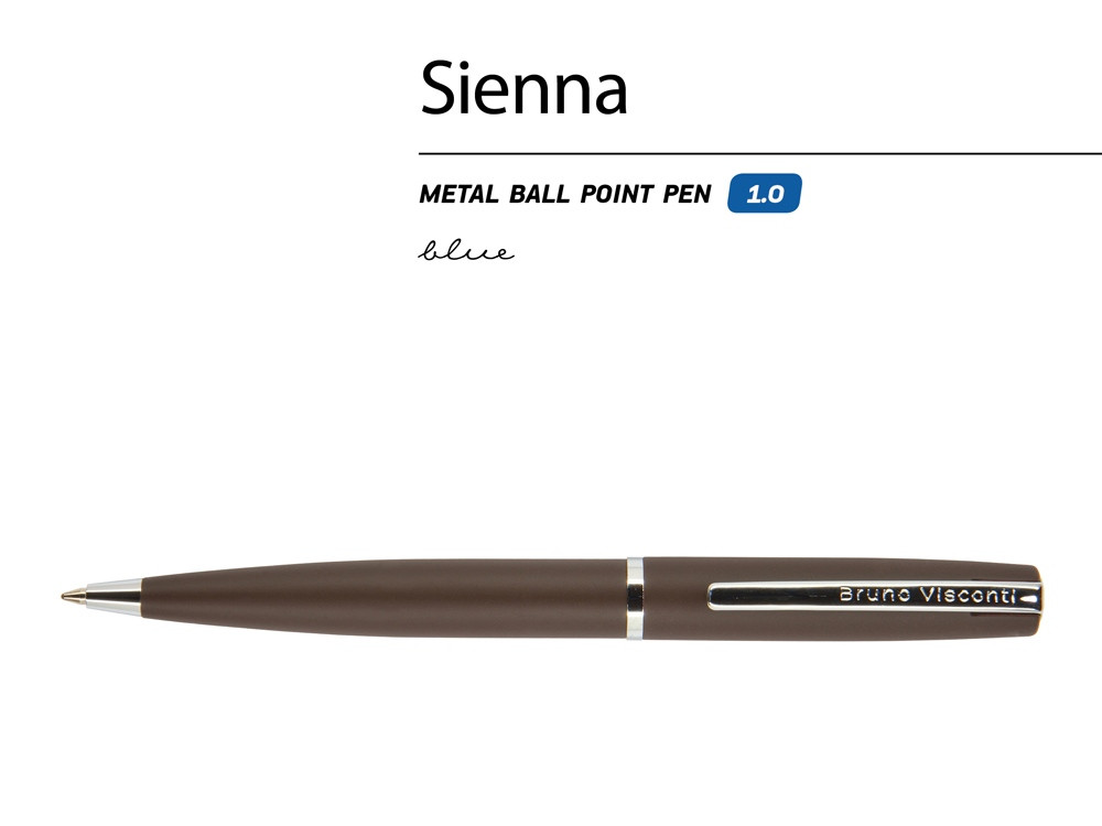 Ручка Sienna шариковая автоматическая, коричневый металлический корпус, 1.0 мм, синяя - фото 2 - id-p87182041