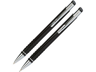 Набор Онтарио: ручка шариковая, карандаш механический, черный/серебристый
