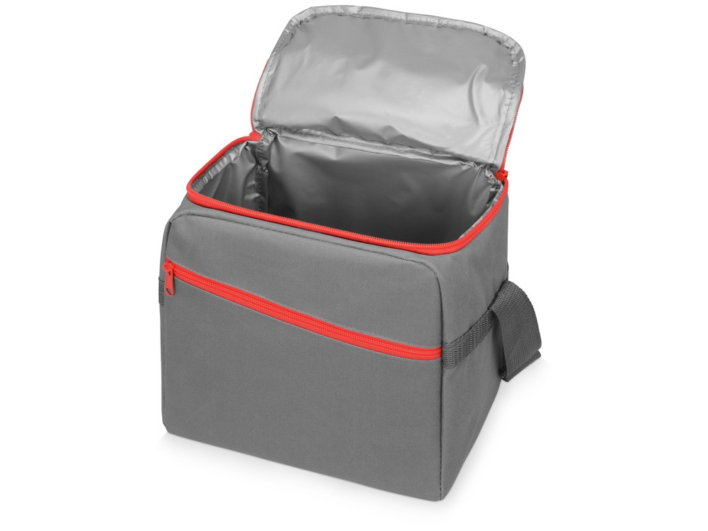 Изотермическая сумка-холодильник Classic c контрастной молнией, серый/красный - фото 2 - id-p87182172