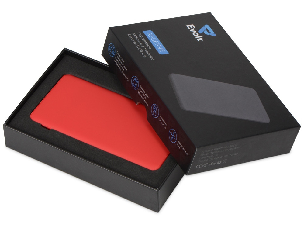 Портативное зарядное устройство Reserve с USB Type-C, 5000 mAh, красный - фото 9 - id-p87182309