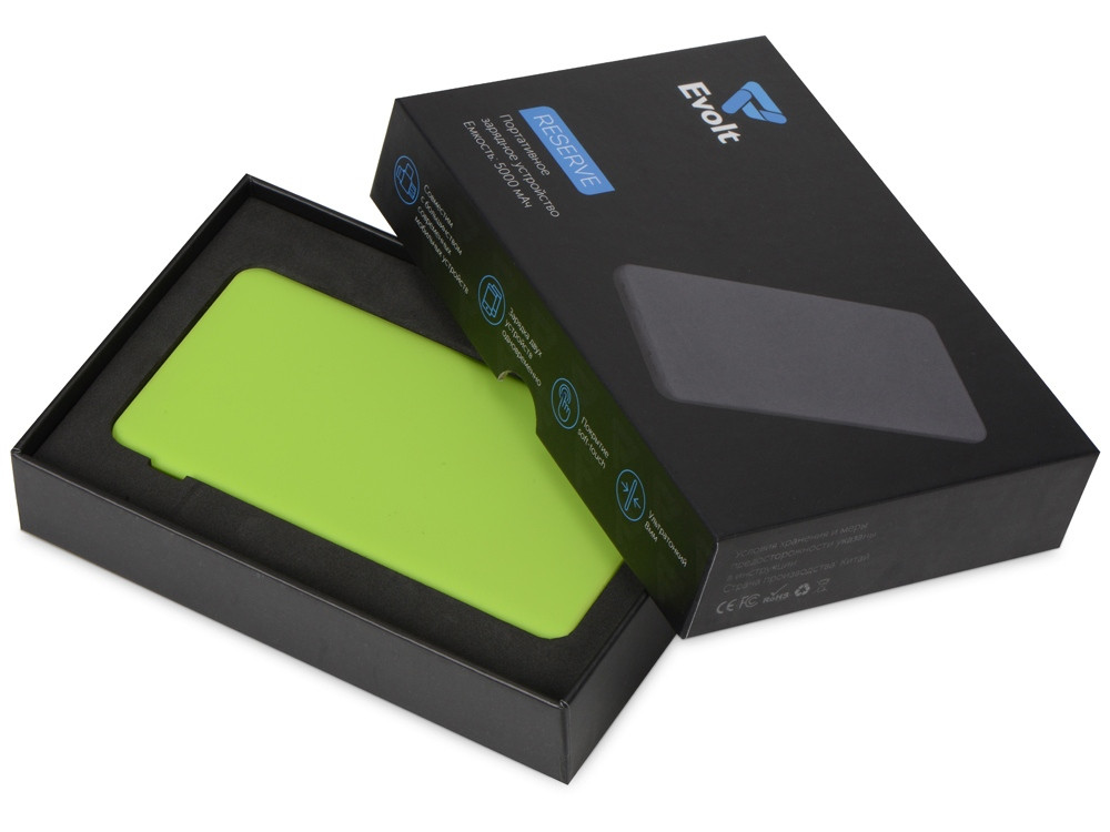 Портативное зарядное устройство Reserve с USB Type-C, 5000 mAh, зеленое яблоко - фото 9 - id-p87182312