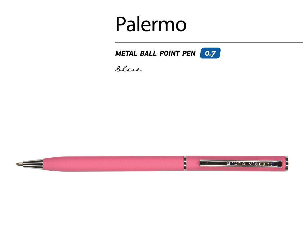 Ручка Palermo шариковая автоматическая, коралловый металлический корпус, 0,7 мм, синяя - фото 2 - id-p87184327