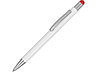 Ручка металлическая шариковая Flowery со стилусом и цветным зеркальным слоем, белый/красный, фото 2