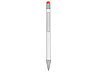 Ручка металлическая шариковая Flowery со стилусом и цветным зеркальным слоем, белый/оранжевый, фото 3