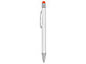 Ручка металлическая шариковая Flowery со стилусом и цветным зеркальным слоем, белый/оранжевый, фото 4