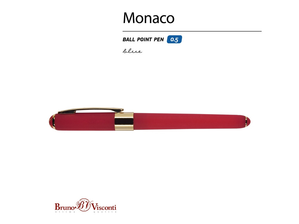 Ручка пластиковая шариковая Monaco, 0,5мм, синие чернила, красный - фото 2 - id-p87184472