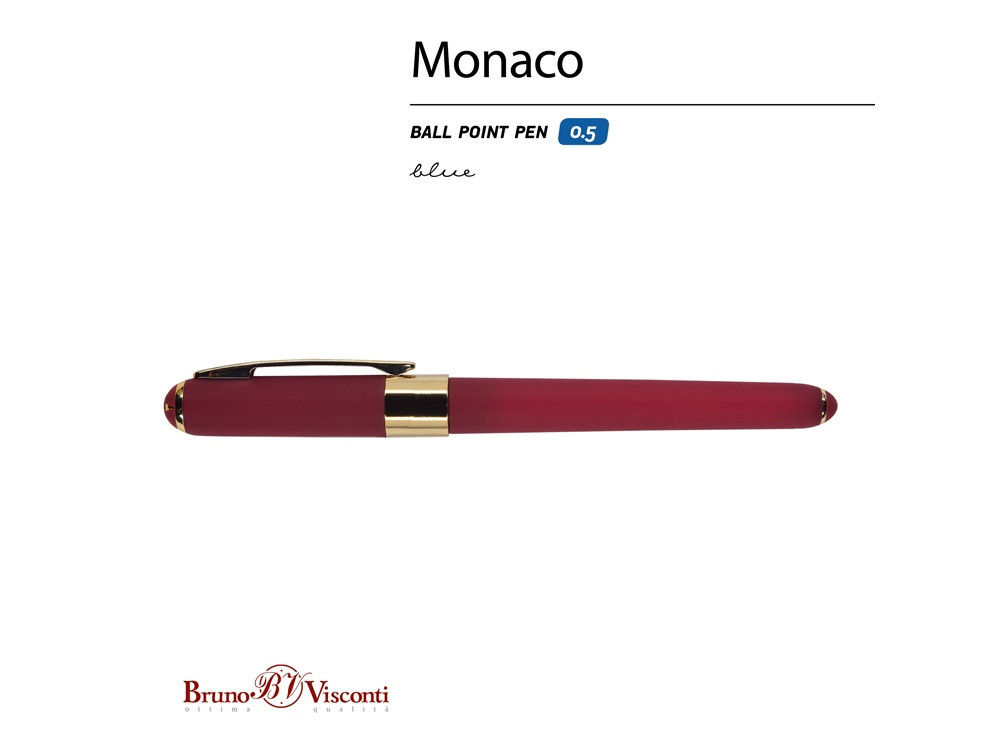Ручка пластиковая шариковая Monaco, 0,5мм, синие чернила, бордовый - фото 2 - id-p87184473