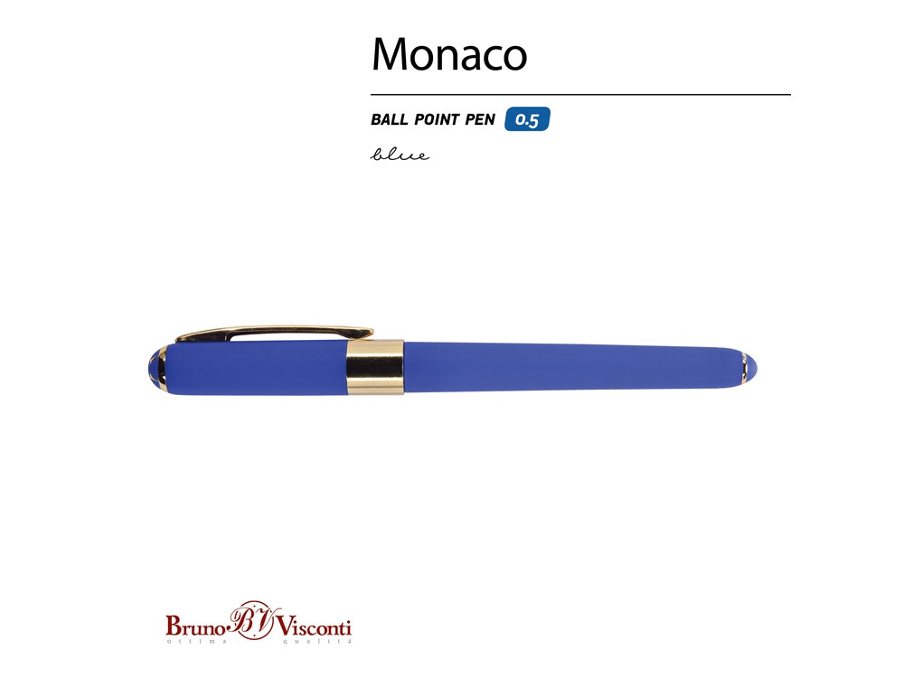 Ручка пластиковая шариковая Monaco, 0,5мм, синие чернила, синий - фото 2 - id-p87184475