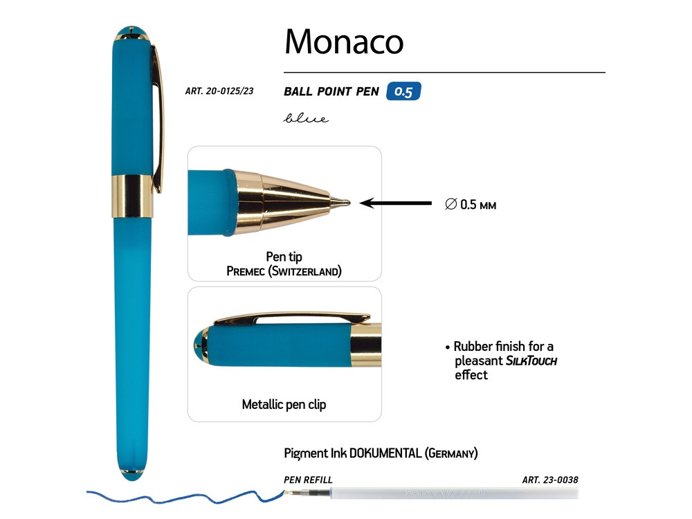 Ручка пластиковая шариковая Monaco, 0,5мм, синие чернила, бирюзовый - фото 3 - id-p87184490