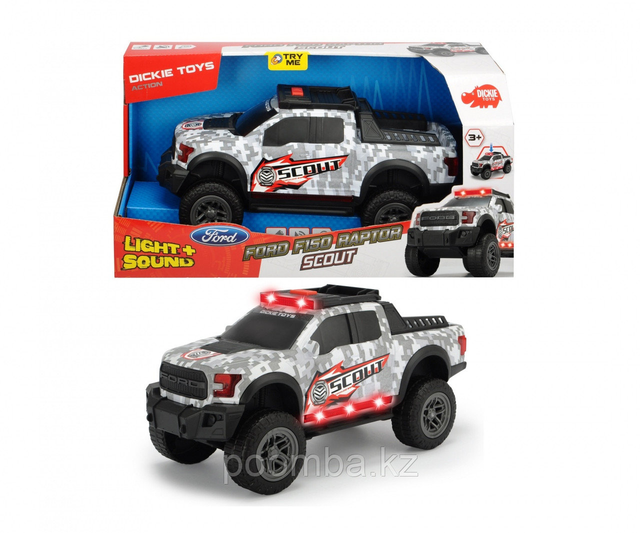 Машинка Scout Ford F150 Raptor 33см свет звук Dickie Toys