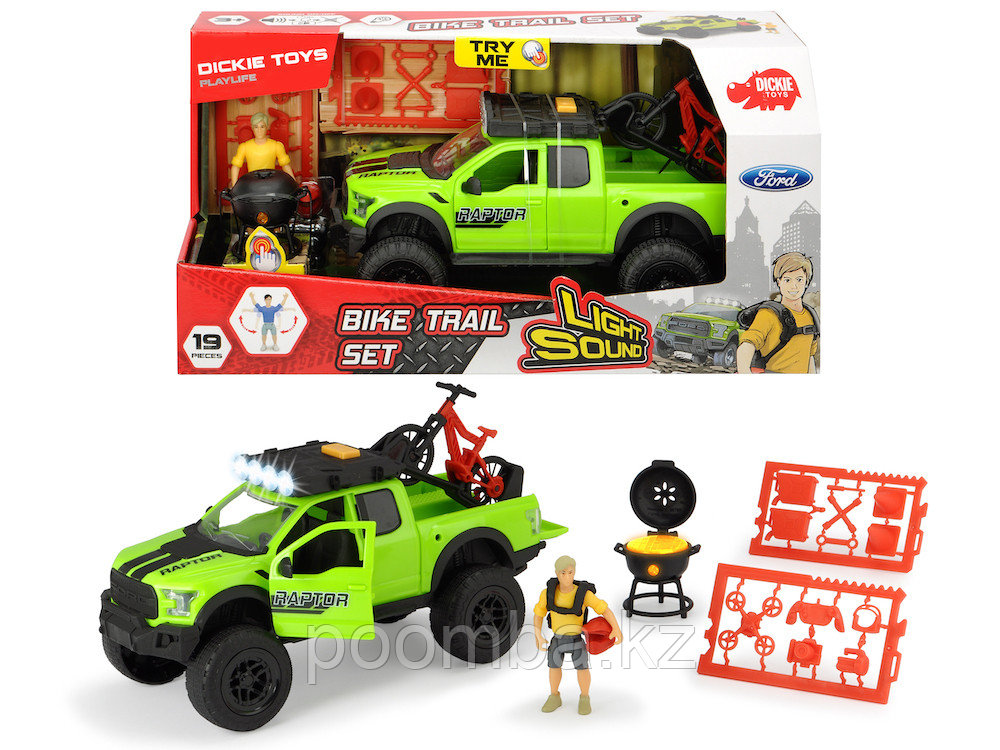 Игровой набор велосипедиста Ford Raptor PlayLife 25 см свет звук Dickie Toys