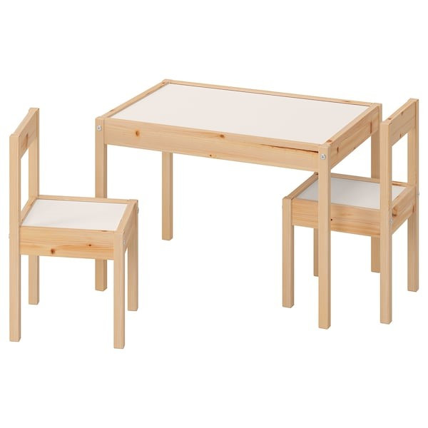 Стол детский с 2 стульями ЛЭТТ белый/сосна ИКЕА, IKEA