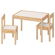 Стол детский с 2 стульями ЛЭТТ белый/сосна ИКЕА, IKEA