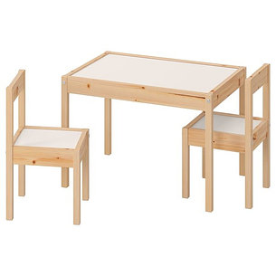 Стол детский с 2 стульями ЛЭТТ белый/сосна ИКЕА, IKEA, фото 2