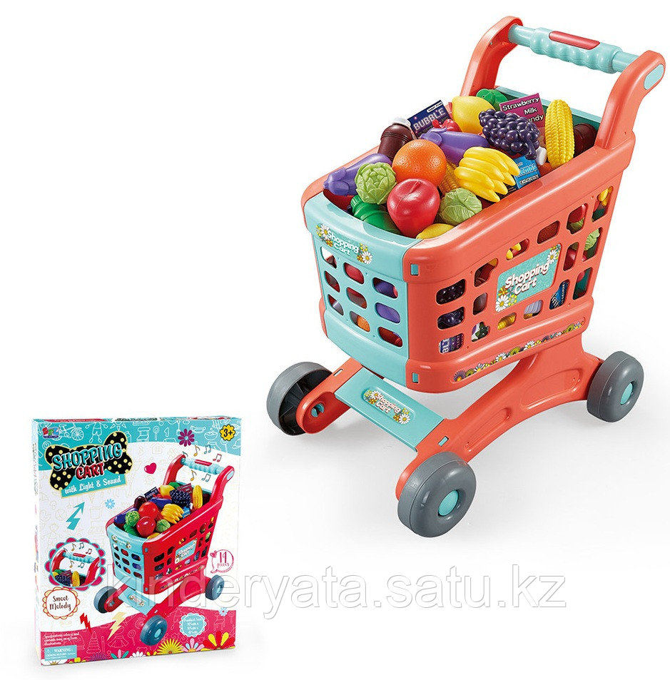 PITUSO Игровой набор ТЕЛЕЖКА для СУПЕРМАРКЕТА,11 предметов, свет,звук