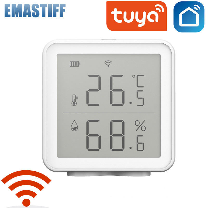 Датчик температуры и влажности Tuya Wi-Fi Smart, Гигрометр-Термометр, поддержка Google Assistant - фото 1 - id-p87245601