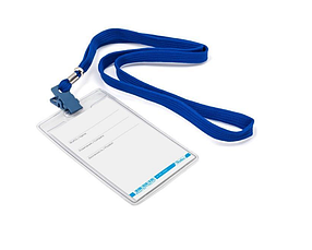 Бейдж пластиковый вертикальный "Hatber", 63х105, с клипсой, на шнурке