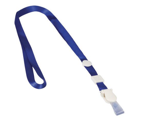 Шнурок для бейджей "Brauberg", 45см, съёмный пластиковый клип-замок, с петелькой, синяя, в пакете - фото 1 - id-p87260585