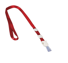 Шнурок для бейджей "Brauberg", 45см, съёмный пластиковый клип-замок, с петелькой, красный, в пакете