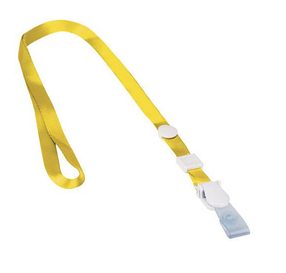 Шнурок для бейджей "Brauberg", 45см, съёмный пластиковый клип-замок, с петелькой, жёлтый, в пакете