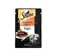 Sheba Pleasure ломтики в соусе, телятина и язык, пауч 85гр.