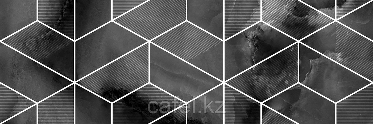 Кафель | Плитка настенная 25х75 Асуан | Asuan 5Д черный с рисунком
