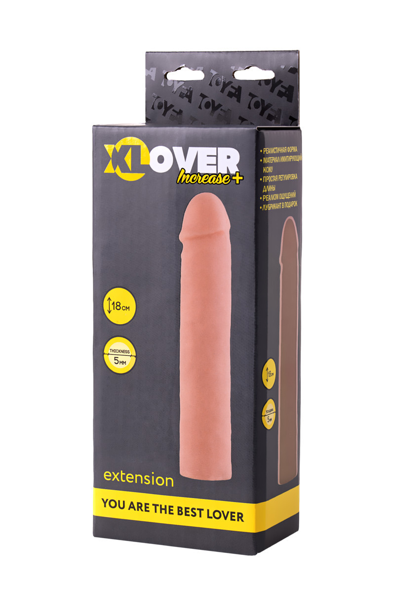 НАСАДКА TOYFA XLOVER INCREASE+ ДЛЯ УВЕЛИЧЕНИЯ РАЗМЕРА, РЕАЛИСТИЧНАЯ , TPR, ТЕЛЕСНЫЙ, 18 СМ