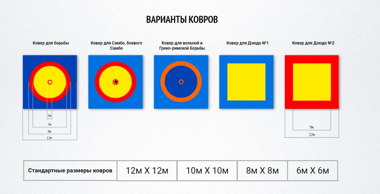 Борцовский ковер (без матов) 10х10м