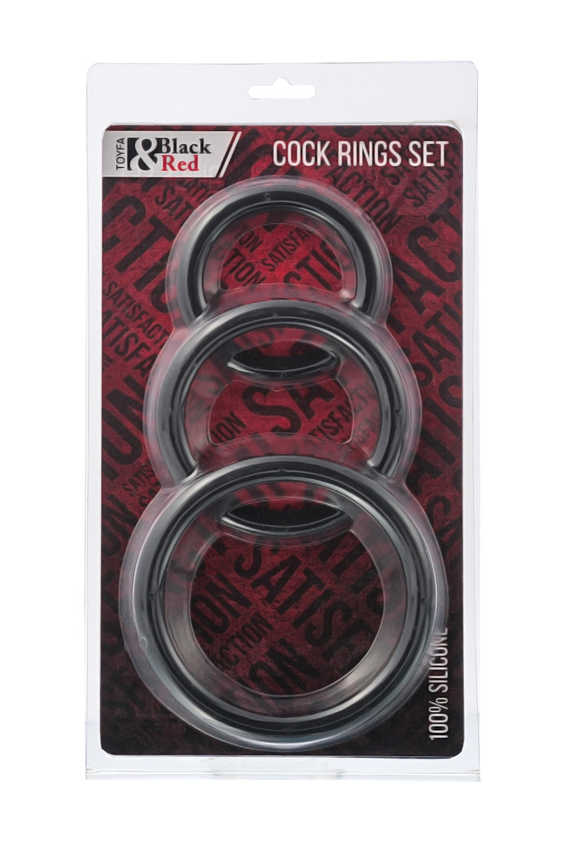 НАБОР ЭРЕКЦИОННЫХ КОЛЕЦ BLACK & RED BY TOYFA, СИЛИКОН, ЧЁРНЫЙ, Ø5/4/3,2 СМ