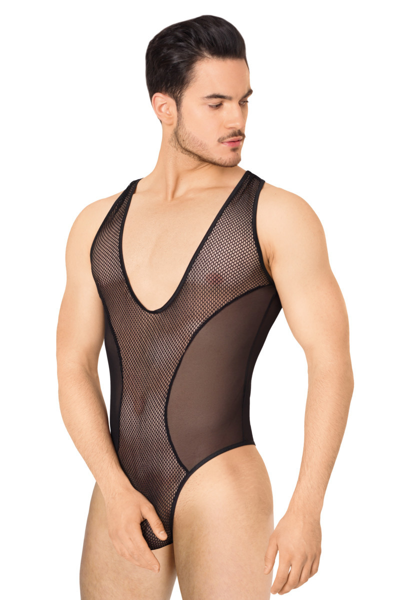 БОДИ ИЗ СЕТКИ МУЖСКОЕ SOFTLINE COLLECTION, ЧЕРНОЕ, M/L