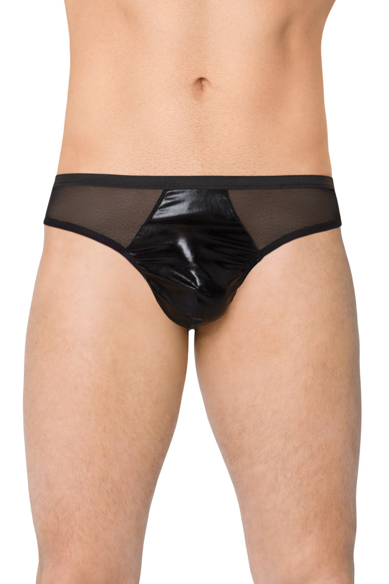 ТРУСЫ МУЖСКИЕ WETLOOK + СЕТКА SOFTLINE COLLECTION, ЧЁРНЫЙ, M/L