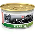 Pro Plan Sterilised для стерилизованных кошек и кастрированных котов паштет с тунцом, банка 85гр.