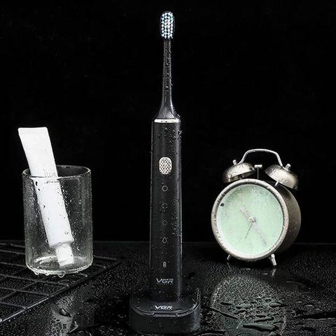 Зубная щётка ультразвуковая с беспроводной USB-зарядкой VGR Navigator + 2 сменные насадки (Черный) - фото 6 - id-p87269250