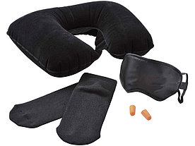 Набор дорожный: повязка для глаз, беруши, надувная подушка, носки