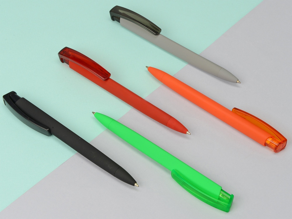 Ручка шариковая трехгранная UMA TRINITY K transparent GUM, soft-touch, синий - фото 2 - id-p87292860