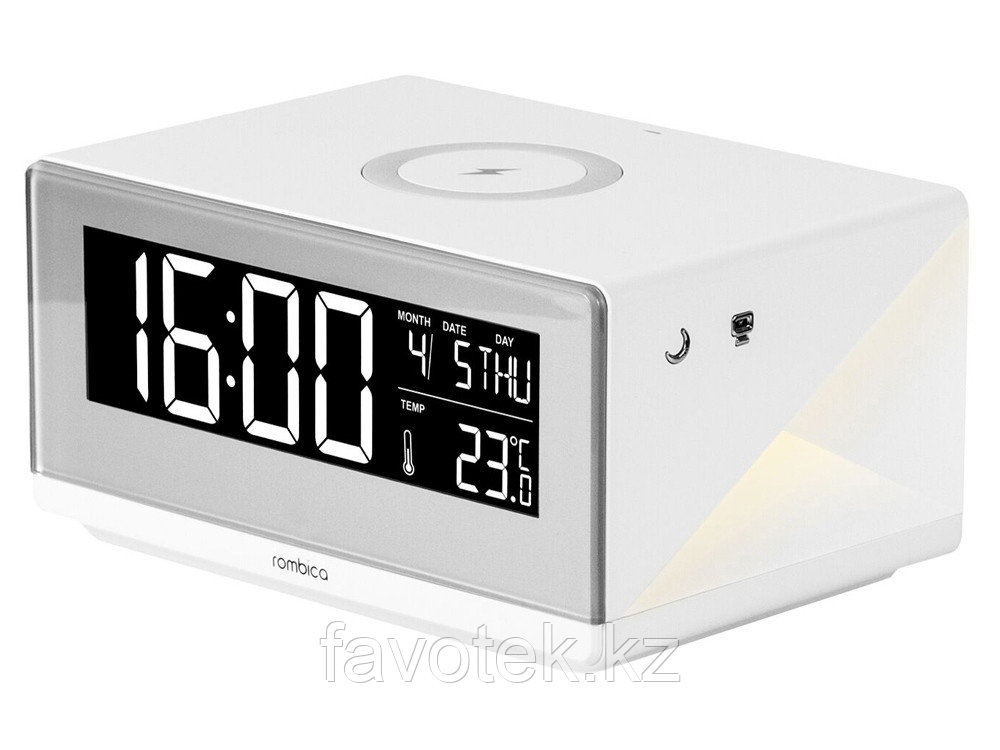 Часы с беспроводным зарядным устройством Rombica Timebox 2, белый