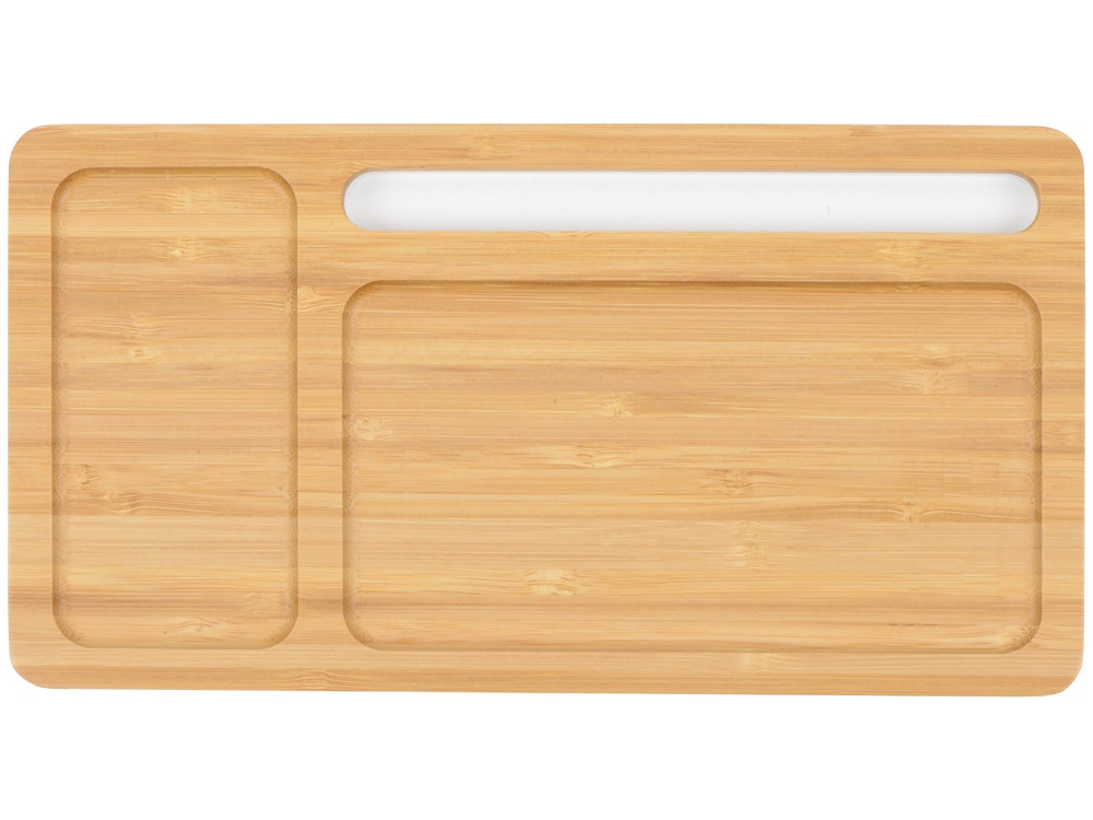 Беспроводное зарядное устройство-органайзер из бамбука Timber, натуральный/белый - фото 3 - id-p87294472