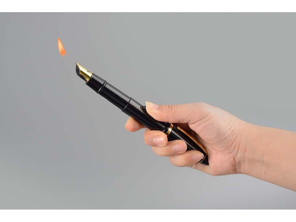Набор: ручка-зажигалка, пепельница Акра, черный/золотистый - фото 3 - id-p87290905