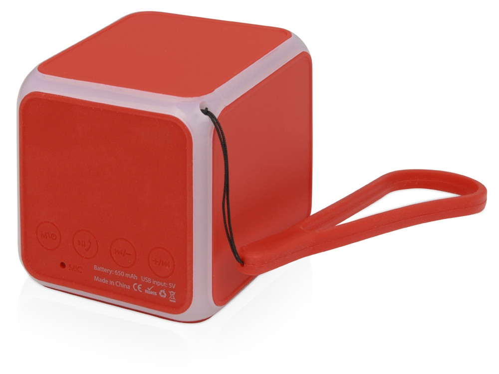Портативная колонка Cube с подсветкой, красный - фото 2 - id-p87293272