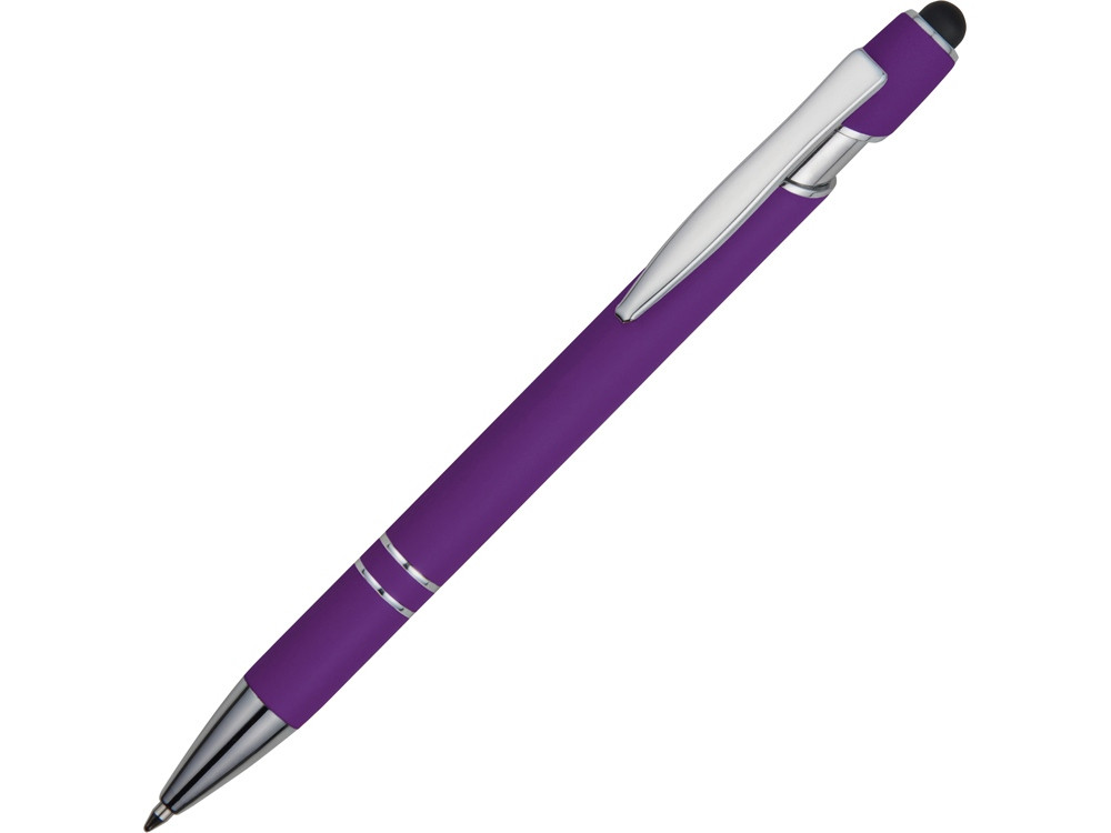 Ручка металлическая soft-touch шариковая со стилусом Sway, фиолетовый/серебристый - фото 1 - id-p87293314