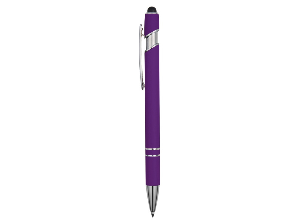 Ручка металлическая soft-touch шариковая со стилусом Sway, фиолетовый/серебристый - фото 3 - id-p87293314