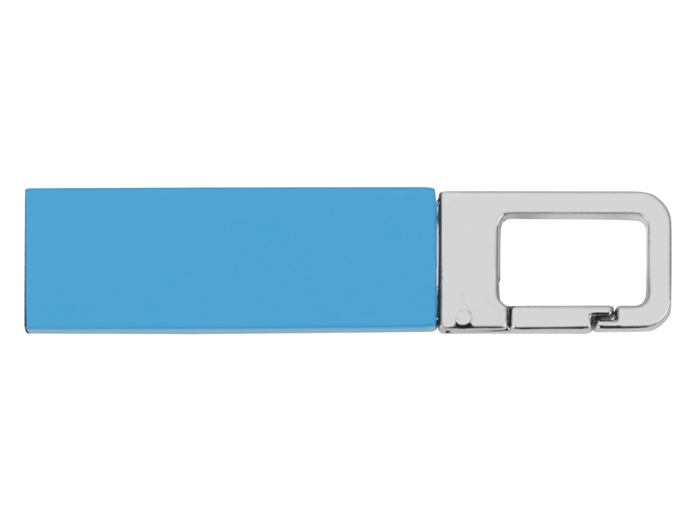 Флеш-карта USB 2.0 16 Gb с карабином Hook, голубой/серебристый - фото 2 - id-p87293971