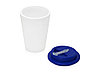 Пластиковый стакан Take away с двойными стенками и крышкой с силиконовым клапаном, 350 мл, белый/темно-синий, фото 2