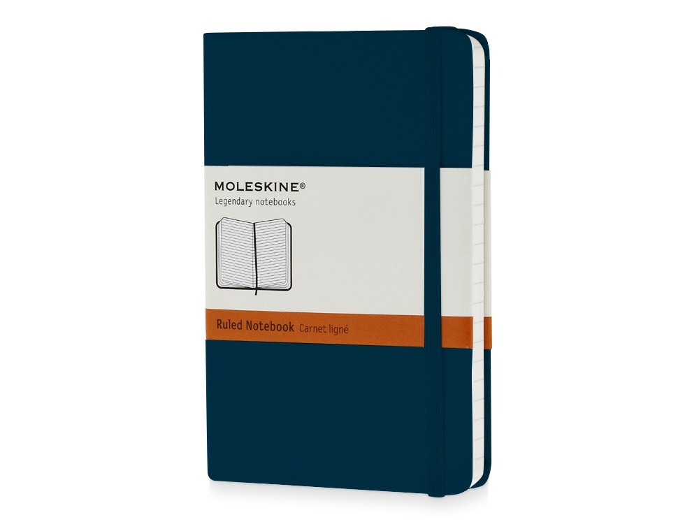 Записная книжка Moleskine Classic (в линейку) в твердой обложке, Pocket (9x14см), голубой сапфир - фото 1 - id-p87291642