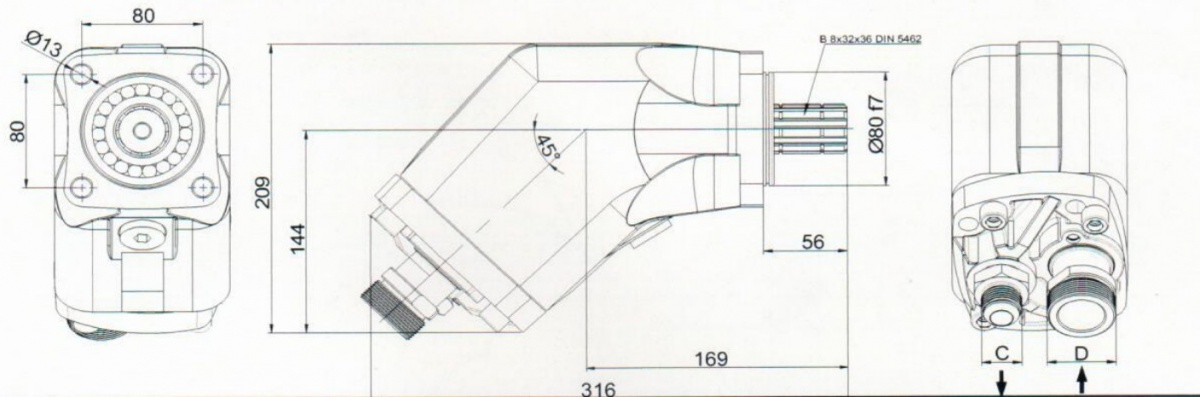 Аксиально-поршневой насос 51 см3 с наклонным блоком - фото 2 - id-p3687361