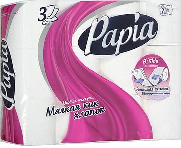 Туалетная бумага белая "Papia White", белая,  3х-слойная,32 шт